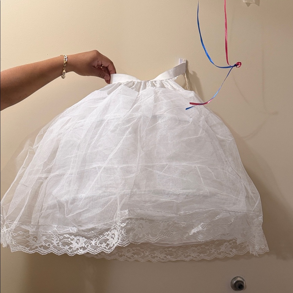 White Lace Tulle Party Dress for Girls